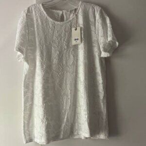 NWT Lucky Brand Women's Short Sleeve White Shirt Size XL